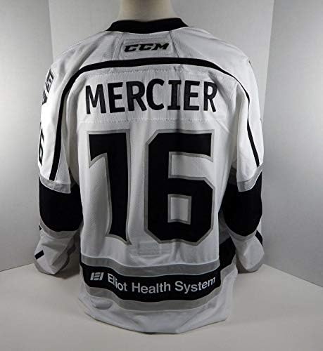 2018-19 Manchester Uralkodók Pierre-Luc Mercier 16 Játék Használt, Kopott, Fehér Jersey - Játék Használt NHL-Mezek