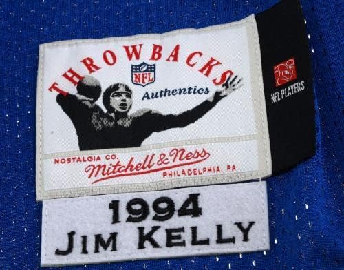 Keretes Jim Kelly Buffalo Bills Dedikált Kék Mitchell & Ness 1994 Hiteles Jersey - Dedikált NFL Mezeket