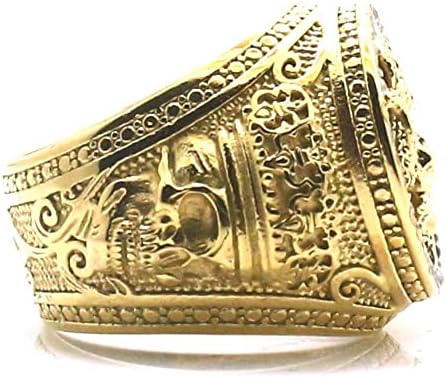 BRIGHTWIN Unisex 316L Rozsdamentes Acél Arany Színű Medúza Tiszta Kő Király Koponya Gyűrű
