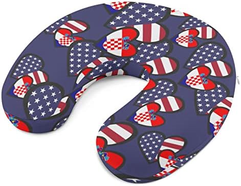 Összefonódó Szívek Amerikai Horvátország Zászló Párna Memory Foam Utazási Nyak Párna U Alakú, a Fej-Nyak Támogatás