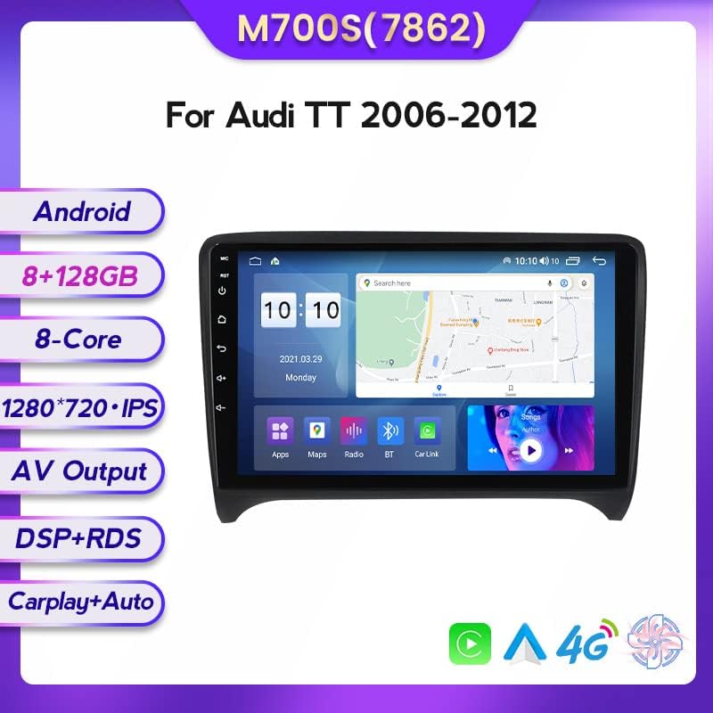 Android 11.0 8G RAM 128G ROM Dupla Din autórádió Rádió DVD-Lejátszó Audi TT MK2 8J 2006 2007 2008 2009 2010 2011 2012 Érintőképernyős