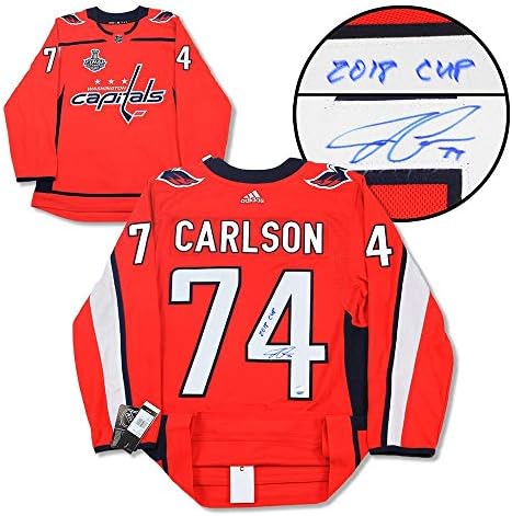 John Carlson Washington Capitals Aláírta a 2018-as Stanley Kupa Adidas Jersey - Dedikált NFL Mezeket