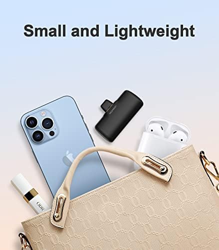 MEZASON Kis Hordozható Töltő, iPhone,5000mAh Power Bank Mini Beépített Kábel/Fém Állvány,Külső Aranyos Akkumulátor Kompatibilis