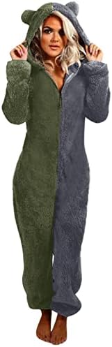 Gyapjú Pizsama Női Téli Meleg Egy Darab Pizsama Overált Felnőtt Unisex Hosszú Ujjú Kapucnis Cipzáras Partedli Loungewear
