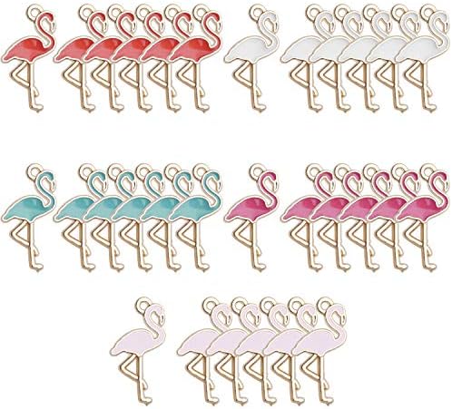 30db Aranyozott Zománc Flamingo Varázsa Aranyos Alufelni Zománc Varázsa DIY Fülbevaló Medálok, Ékszerek, Kézműves