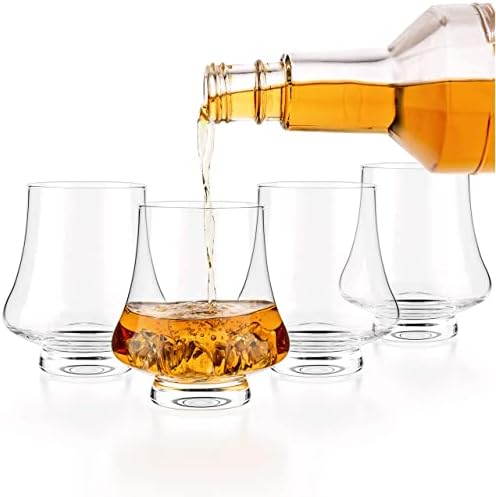 LUXBE - Bourbon Whisky Kristály Üveg Italt, Állítsa be a 4 - Széles Kóstoló Poharat - Kézműves - Jó Konyak, Brandy, Whisky