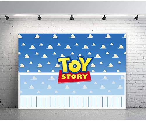 Haboke 7x5ft Tartós/Puha Szövet Toy Story Kék Ég, Fehér Felhők Hátteret Fiú Baba Zuhany Szülinapi Parti Kellékek Dekoráció