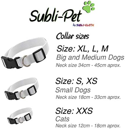 Subli-Pet Nyakörv, Kutya, Macska, testre Szabható Szublimációs által Subli-szövet - Pack x 5units (Méret S, XS)