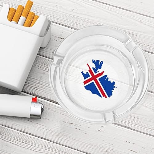 Izland Térkép Zászló Üveg hamutartó Kerek Ash Birtokos Esetben Hamutartót Hotel Haza Asztal Dekoráció