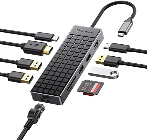 Yottamaster USB-C-Hub-Hdmi Adaptert, 10 az 1-ben USB-C Hub Többportos Adapter 4K HDMI, USB-A 3.0, USB C 3.0, SD/TF Kártya