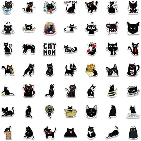 Cat Matricát, 100-AS,Aranyos Matricák,Fekete Macska Matrica Csomag,Vicces Matricák Felnőttek,Vízálló, valamint Vinyl Matricák,
