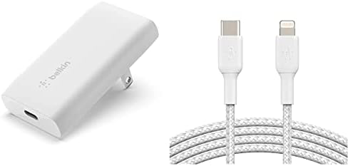 Belkin BoostCharge USB-C 30W GaN Fali Töltő w/Tápellátás - iPhone Töltő Gyors Töltés & BoostCharge Nylon Fonott USB-C-Lightning