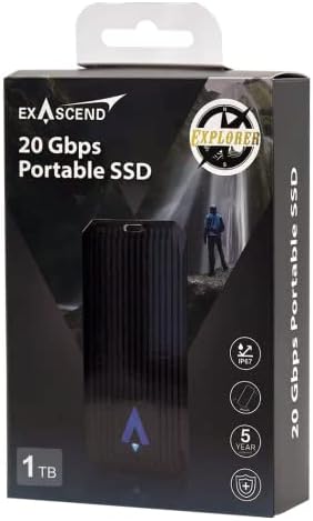 Exascend Explorer 1 TB Hordozható SSD - Fel-tól 1700 MB/s - USB-C, USB 3.2 Gen 2 - Külső ssd Meghajtó