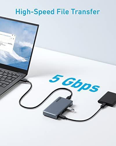 Anker USB-C-Hub, Anker 343 USB-C Hub (7 az 1-ben, a Kettős 4K HDMI) a 100W Power Szállítás, Kettős 4K-HDMI Port, egy USB-C