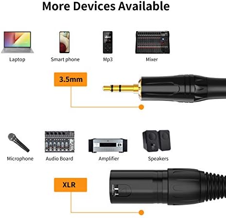 CableCreation 3,5 mm-XLR, 3 Méter 3,5 mm-es (1/8 Hüvelyk) TRS Sztereó Férfi-XLR Férfi Kábel-Kompatibilis iPhone, iPod, Tablet,Laptop,