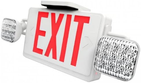 LED Kettős Arcú Fehér Exit/Sürgősségi Combo Piros Betűk - LED Lámpa-Fej-Tartalék Akkumulátor (LEDCXTEU2RW)
