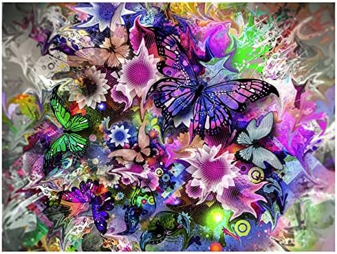 ZGmaxCL DIY Gyémánt Festmény Készletek Felnőttek számára Kör Teljes Gyakorlat Pillangók, Virágok Kristály Nagy Méretű Nappali,