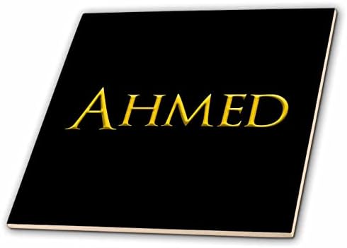 3dRose Ahmed gyönyörű kisfiú nevét az Amerika. Sárga, fekete - Csempe (ct-364526-7)