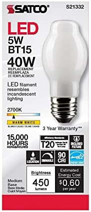 Satco S21332/06 5 Wattos LED-E26 Izzók, 2700K, 15000 Óra, Minősítés, Szabályozható, 6 Pack