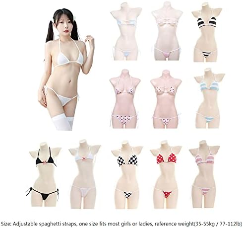 ABAFIP Női Micro Barnító Bikini Kawaiii Japán Aranyos Anime Fehérnemű szett Apró Melltartó, Tanga, Bugyi Alsó Extrém Fürdőruha