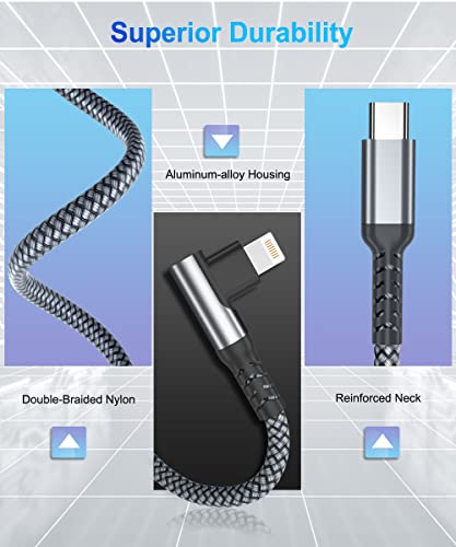 Basesailor USB-C-Villám Töltő Kábel Megfelelő Szögben 10ft USB-EGY-Adapterrel,Apple MPI Hitelesített 90 Fokos iOS C Típus