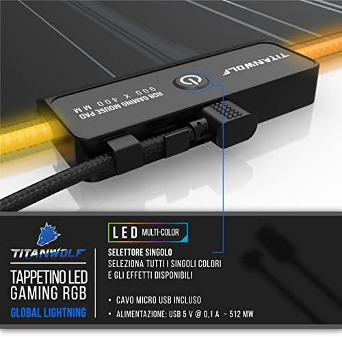 TITANWOLF - RGB Gaming Mouse Pad XXL - 900x400mm - Egér Pad - 11 LED Színek, meg a Fény Hatások - Pontosság, gyors - Epszilon