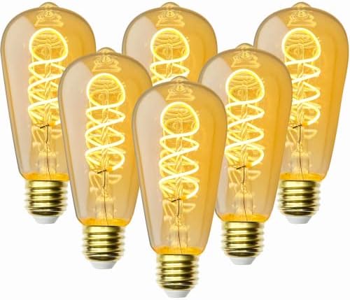 Lafoy Edison Izzók 60 wattos LED Spirál Végtelen Amber Üveg, Régi Izzók Szabályozható Puha, Fehér 2700K, ST58 Antik LED izzólámpák,