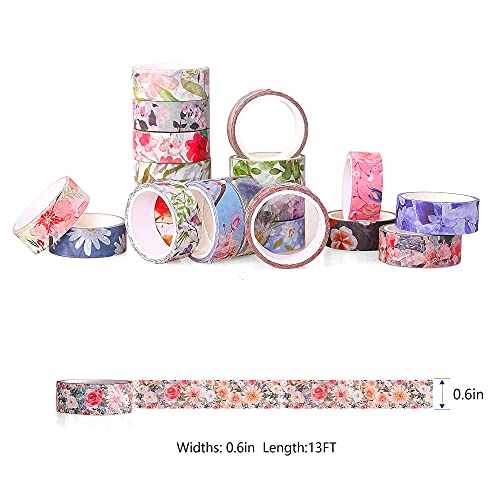 Virágos Washi Tape Set, 20 Tekercs 0.6 cm, Dekoratív Szalaggal a Scrapbooking, DIY Arts and Crafts, Golyó, Folyóirat, Tervező,