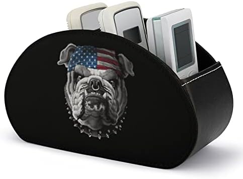 Amerikai Zászló Bulldog PU Bőr Távirányító tartó Asztal Szervező Tároló Doboz, 5 Rekeszes