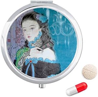 Kék Klasszikus Lány A Kínai Stílusban Akvarell Tabletta Esetben Zsebében Gyógyszer Tároló Doboz, Tartály Adagoló