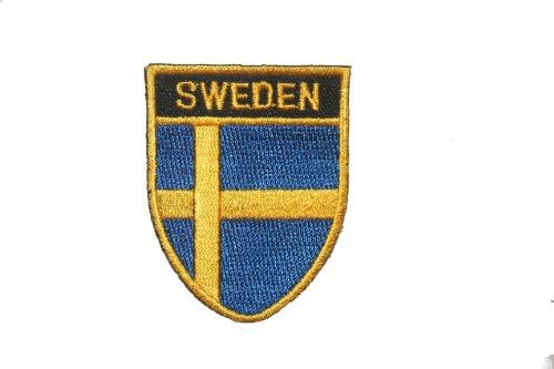 Svédország Ország Zászló OVÁLIS PAJZS Hímzett Vas a Patch Címer, Jelvény, 2 X 2 1/2 Hüvelyk Új ..