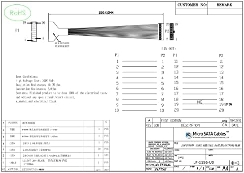 Mikro SATA Kábelek|Alacsony Profil USB 3.0 Fejléc Hosszabbító Kábel (8 Hüvelyk) az Alaplapok