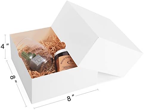Eupako Fehér díszdobozok 8x8x4 12 Pack Kraft Papír Ajándék Dobozok 12db Zsinórt Ajándék Kategória Karácsonyra, Koszorúslány