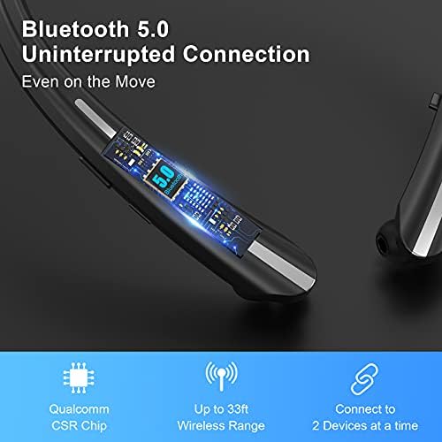 Fabenix Bluetooth Fejhallgató, Bluetooth 5.0 Neckband Bluetooth Fejhallgató, Verejték Ellenálló zajszűrő Sztereó Fejhallgató,