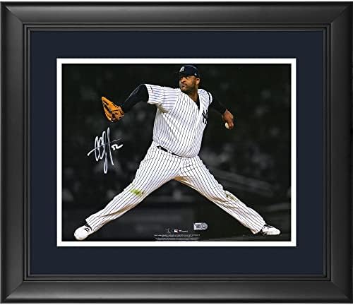 CC Sabathia New York Yankees Keretes Dedikált 11 x 14 Végső Dobálni Reflektorfénybe Fénykép - Dedikált MLB Fotók
