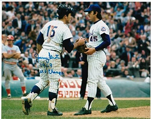 JERRY GROTE NEW YORK METS 1969 WS CHAMPS W/TUG MCGRAW AKCIÓ ALÁÍRT 8x10 - Dedikált MLB Fotók