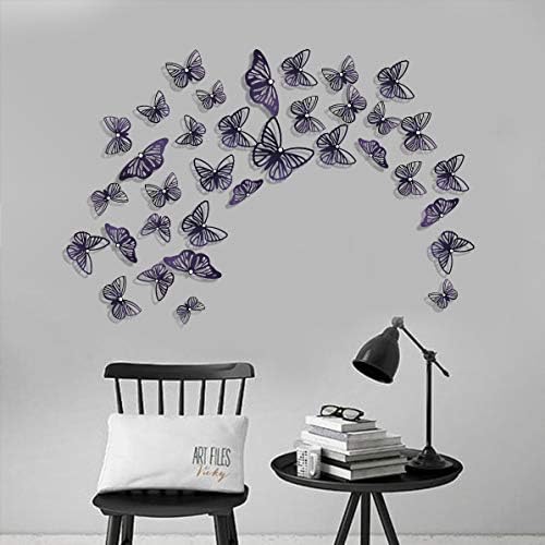 pinkblume Sötét Lila Pillangó Dekoráció 3D Pillangók Wall Art Matricák Matricák DIY Cserélhető Papír Gyöngy Pillangó Gyerek