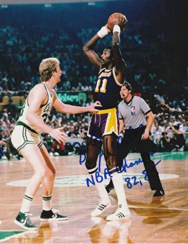 BOB mcadoo fejéből pattant ki a LOS ANGELES LAKERS 1982, 85 NBA PÁRIZS AKCIÓ ALÁÍRT 8x10 - Dedikált NBA-Fotók