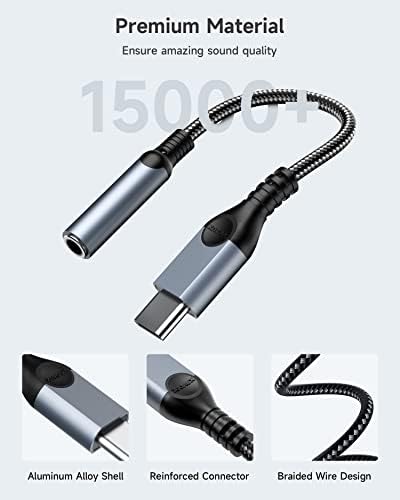ZOOAUX USB C Típus 3,5 mm-es Fejhallgató Jack Adapter, USB C-Aux Audio Adapter kábel Kábel Kompatibilis Pixel 4 3 2 XL,Samsung
