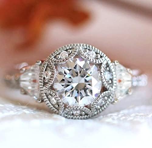 2023 Női Cirkónium-oxid Bling Gyémánt Eljegyzési Gyűrűt Lánya Gyűrű Imádkozni Át (Ezüst, 10)