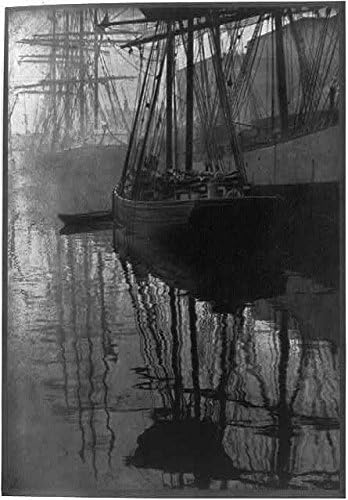 HistoricalFindings Fotó: Pók-háló,Vitorlás Hajó a Tükröződés a Vízen,1908