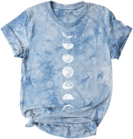 Sleeve Tshirt Női Rövid Ujjú Hold Grafikus Ajándék Sequin Szikrázó Aranyos, Vicces, Nyakkendő, Festék, Blúzok Tshirts Hölgyek