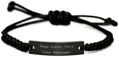 Gag Case Manager Ajándékok, Nyugodj meg, én vagyok az Esetben Menedzser, Születésnap Fekete Kötél Karkötő Case Manager, Case