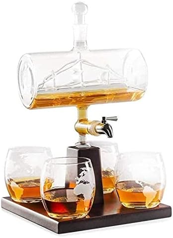 Újrafelhasználható Whiskys Üveget Készletek 4 Whiskys Poharat,1100ml Bár Eszközök Hordó Whiskey Kancsó Alkohol Hordókkal