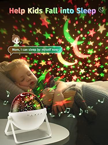Egy Tűz Csillagos Fények Szobás 48 Színek+360° - Ban Forgatható, a Gyerekek Éjszakai Fény Projektor+Bluetooth Hangszóró,
