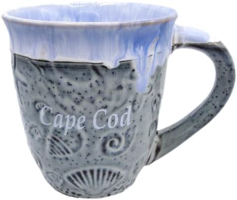 Martha ' s Vineyard, Cape Cod Kerámia Ajándéktárgy, Kézműves Fosszilis, valamint a Shell Design Bögre (Cape Cod Kék)