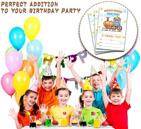 ONDTOM 20-Gróf gőzmozdony 2. Születésnapi Party Meghívó Kártya, Borítékok (4 x 6 ) - Chugga Chugga Két Vonat - Fiúk Lányok