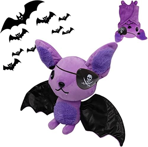 ELAINREN Őrült Bat Plüss plüssállat Halloween Fekete Denevér Puha Ölelés kitömött állatokra gerjed Párna Dekoráció Szőrös,