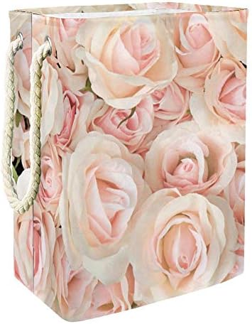 DJROW szabadon álló Szennyesben Rózsaszín Rózsa Virágos Szennyestartót Nagy Kosár fogantyúval a Tárolási Ruhák, Játékok Hálószoba