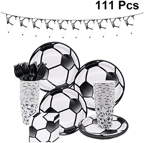 113pcs Futball Témájú Eldobható Evőeszközök Banner Papír Tányér, Party Kellékek Esküvői Születésnapi Fesztivál (16 Fő) Dekoráció
